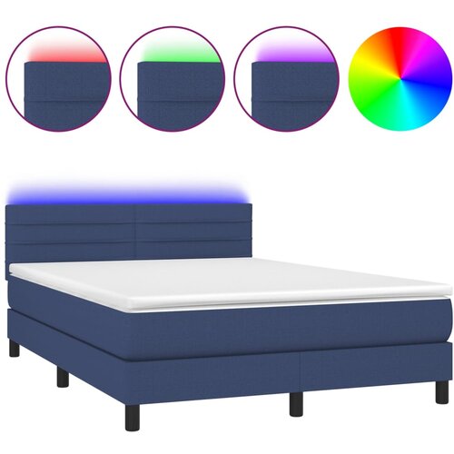 Maison Chic Box spring postelja - Vzmetna postelja z vzmetnico LED modra 140x200 cm blago SL2901, (21904557) Cene