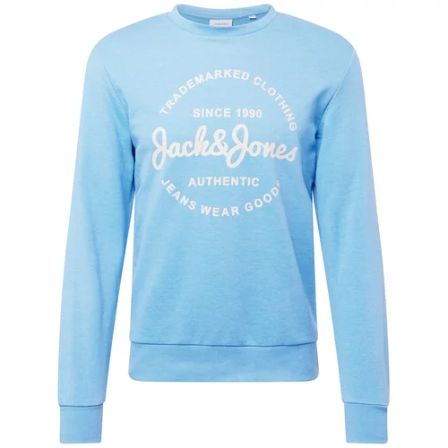 Jack & Jones Sweater majica 'FOREST' svijetloplava / bijela