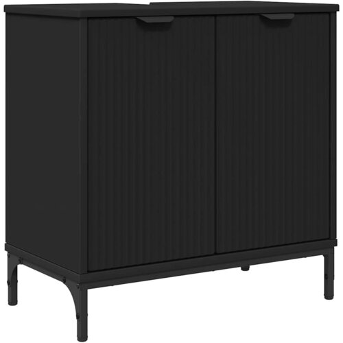  Kupaonski ormarić za sudoper s vratima Crna 60,5 x 33,5 x 61 cm Slike