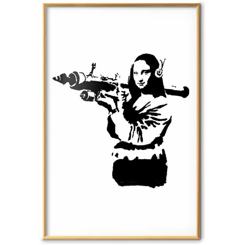  Plakat - Banksy Mona Lisa with Rocket Launcher 40x60 Zlatni okvir Cene