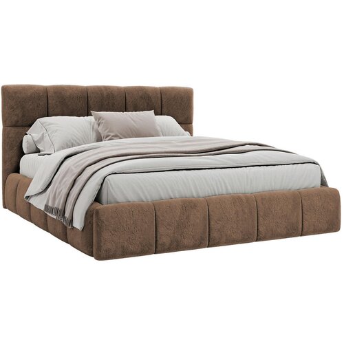 MID.YOU OBLAZINJENA POSTELJA 180 cm x 200 cm , les, tekstil, leseni material rjava Slike