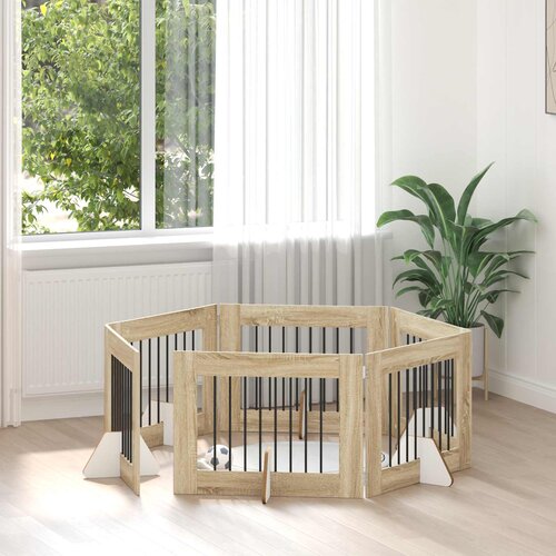  Vrata za pse s postoljem 6 pcs Hrast sonoma 80 x 60 cm Cijene
