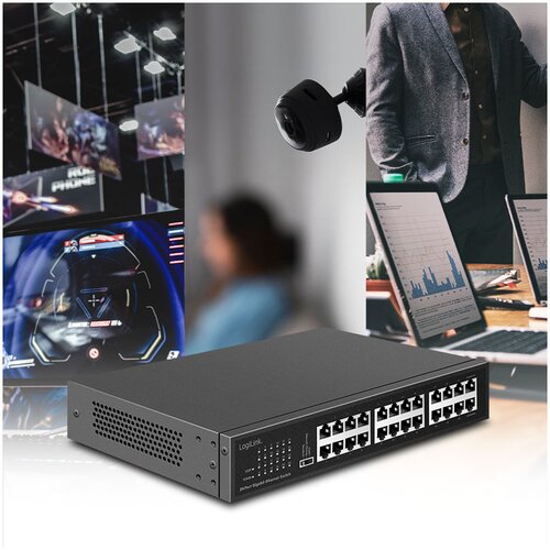 Logilink 24 port gigabit ethernet network switch, desktop or 19 rackmount, NS1324 Slike