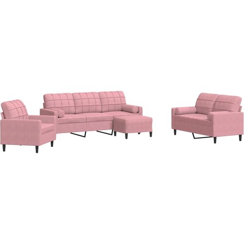  4-dijelni set sofa s jastucima ružičasti bar&amp;scaron;unasti Slike