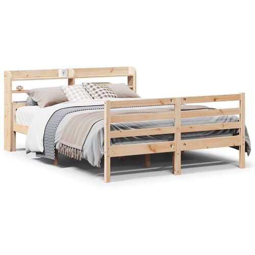 VidaXL Okvir za krevet s uzglavljem 150 x 200 cm borovina Slike