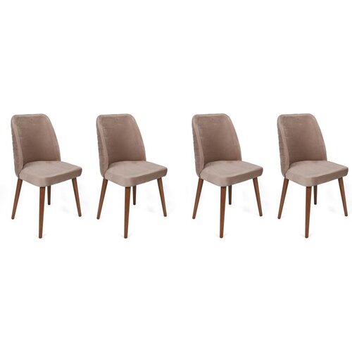 Hanah home Tutku-344 V4 BeigeWalnut Chair Set (4 Pieces) Cene