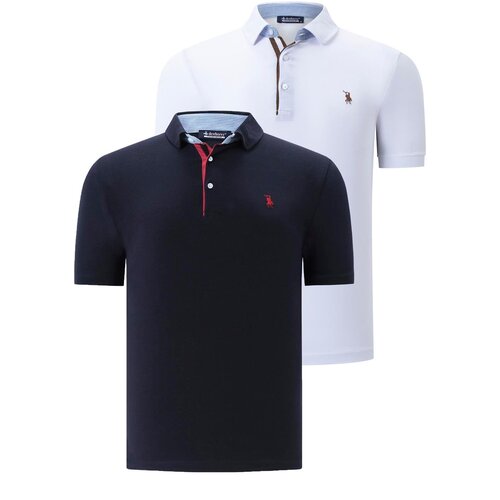 Dewberry DOUBLE SET T8582 MEN'S T-SHIRT-NAVY-WHITE Cene
