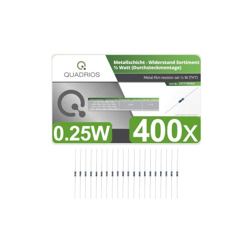 Quadrios 201711P004 komplet metalnoslojnih otpora aksijalno ožičen 0.5 W 1 % 400 St. Cijene