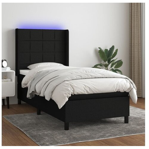  Box spring s madracem LED crni 90x200 cm od tkanine Cijene