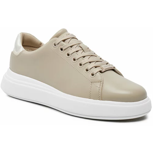 Calvin Klein Superge Cupsole Lace Up Leather HW0HW01987 Stony Beige/White 0F9