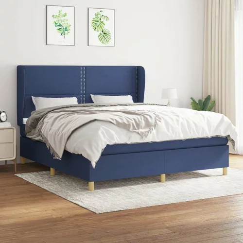  Box spring postelja z vzmetnico modra 160x200 cm blago, (20893249)