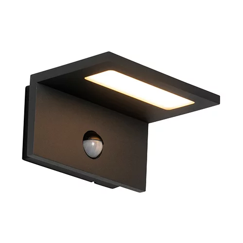 QAZQA Zunanja stenska svetilka siva z LED senzorjem gibanja IP54 - Harvey