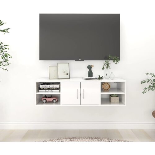 VidaXL zidna polica visoki sjaj bijela 102 x 30 x 29 cm od iverice Slike