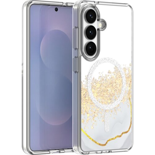 Onasi Marmor Glitter MagSafe za Samsung Galaxy S26 5G - prozorno bel z ble&scaron;čicami Cene