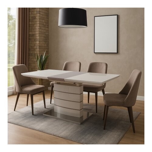 Art Invest Trpezarijski sto Valerio MDF Cappuccino visoki sjaj 1400(1800)x800x750 mm Cene