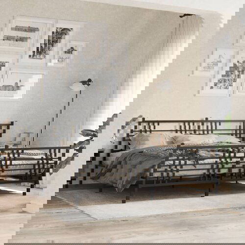 Furnova Kovinski posteljni okvir z vzglavjem in vznožjem črn 200x200 cm, (21942327) Slike