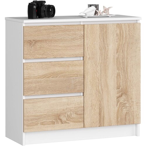 AKORD KOMODA K80 JERRY 1D 3SZ BELO / SONOMA HRAST, (21703118) Slike