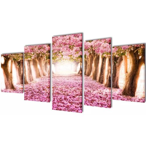  241574 Canvas Wall Print Set Cherry Blossom 100 x 50 cm, (21050313) Cene