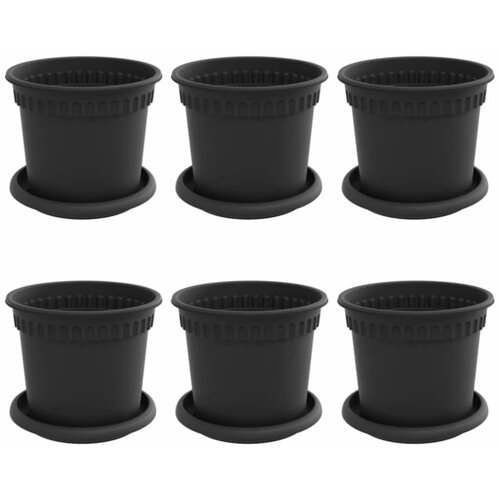 VidaXL Saksije za biljke 6 pcs Crna &amp;Oslash; 15 x 12 cm Plastika - Crna &amp;Oslash; 15 x 12 cm 6 Slike