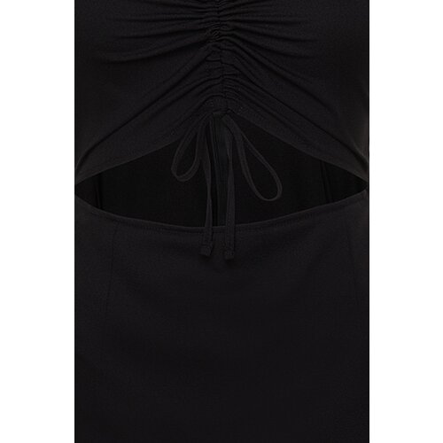 Trendyol Curve Black Ruffle and Cutout Detailed Woven Dress Cene