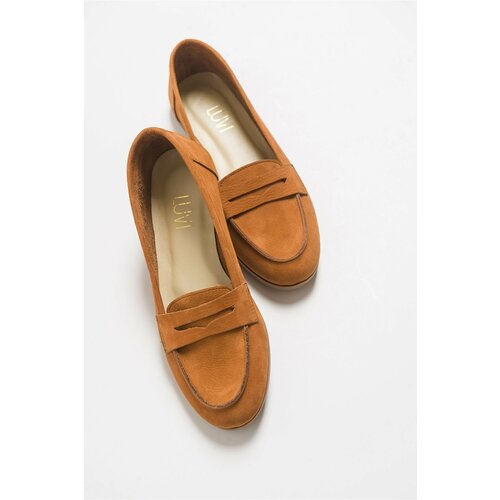 LuviShoes Women's Tan Nubuck Leather Flats F02 Cene