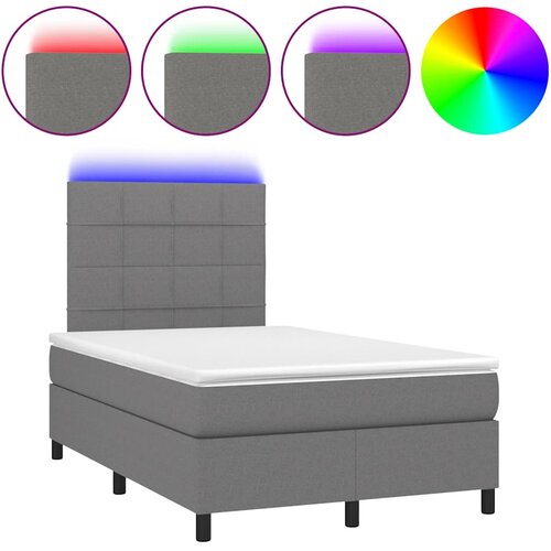  box spring s madracem LED tamnosivi 120 x 190 cm tkanina Slike