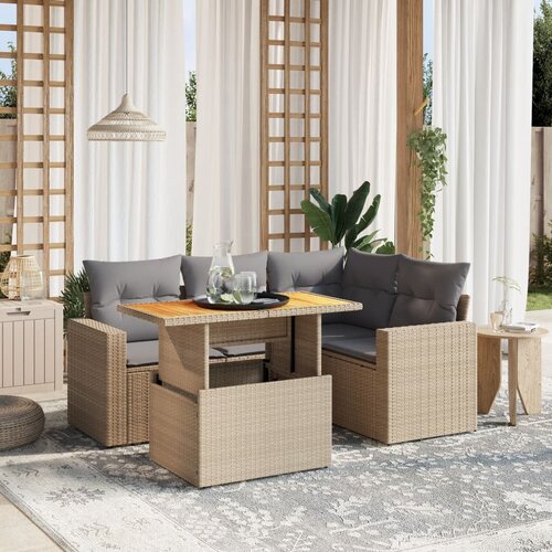 vidaXL 5-dijelni vrtni set sofa s jastucima bež od poliratana Cijene