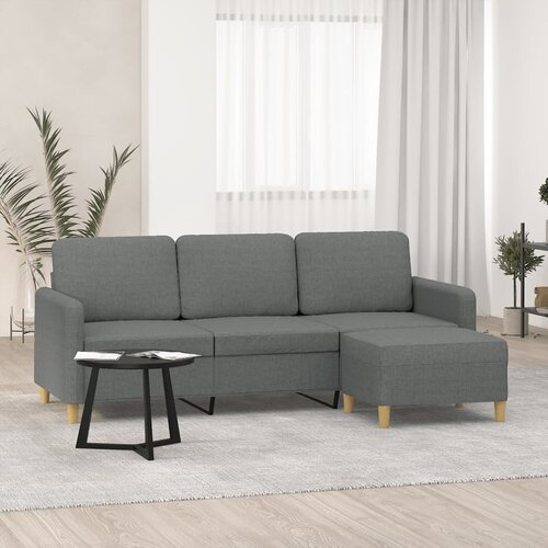 vidaXL Kavč trosed s stolčkom za noge temno siv 180 cm blago Cene