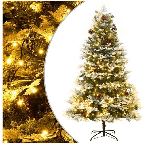  Božićno drvce s LED svjetlima i če&scaron;erima zeleno 195 cm PVC i PE Cijene