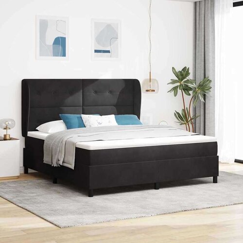 Box Spring Postelja z Blazino Črna 180x200 cm Žamet, (22050451) Cene
