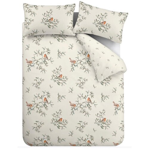 Catherine Lansfield Krem flanelska posteljina za bračni krevet/za produženi krevet 230x220 cm Mistletoe Robins – Cijene