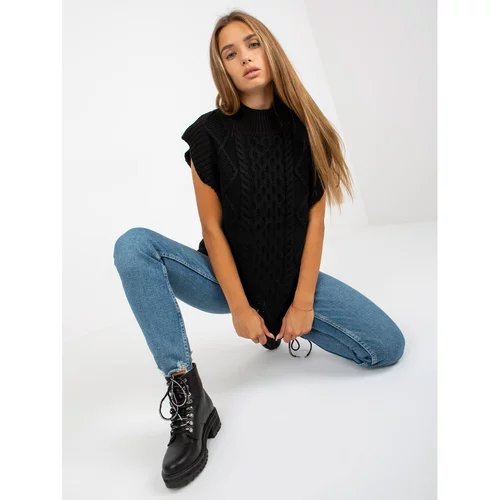 Fashion Hunters Black, knitted vest with braids SUBLEVEL