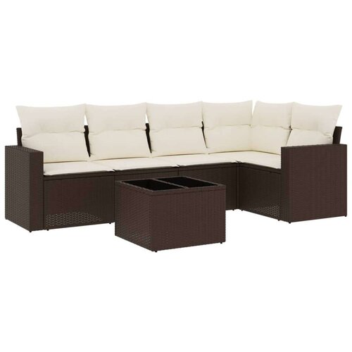 vidaXL 6-dijelni set vrtnih sofa od poliratana s jastucima smeđi Cijene
