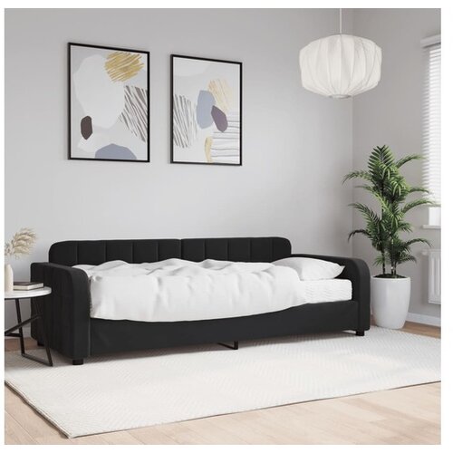 VidaXL Dnevna postelja z vzmetnico črna 80x200 cm žamet Slike
