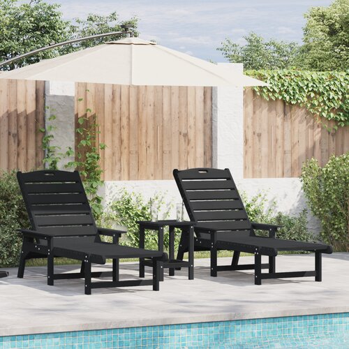 VidaXL Ležalniki na soncu 2 kosa Črn 162x53x98,5 cm HDPE Slike