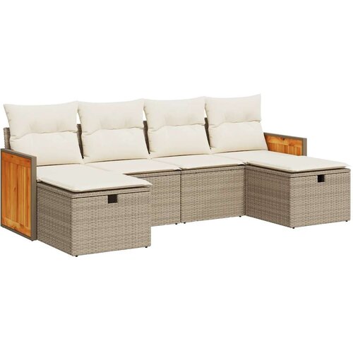 vidaXL 6-dijelni set vrtnih sofa s jastucima bež od poliratana Cijene