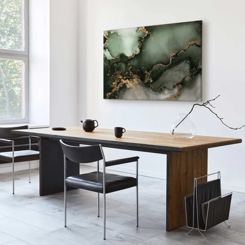  Slika - Green watercolour - abstraction inspired by the structure of marble 30x20 Na talijanskom platnu Slike
