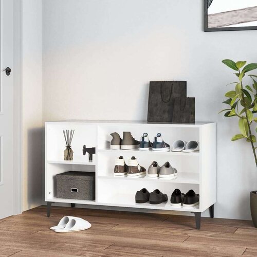 Ormarić za cipele sjajni bijeli 102x36x60 cm konstruirano drvo Slike
