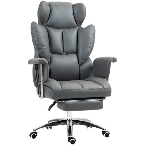 HOMCOM pisarni&scaron;ki stol mikrovlakno blago, pena 74D x 65&Scaron; x 120 128V cm Temno siv, (5000242967) Cene