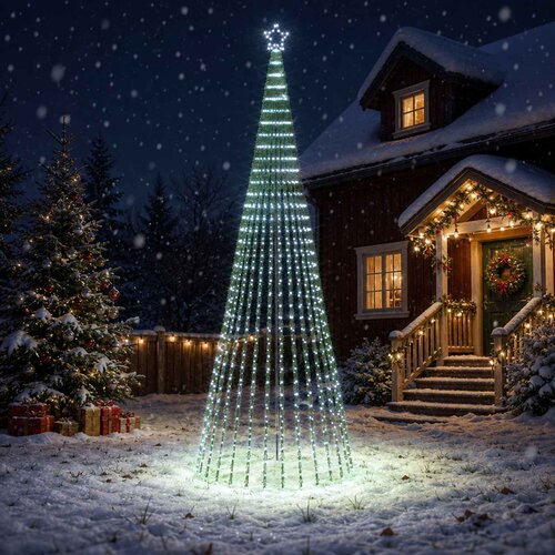  LED božićno drvce 1028 LED lampica Vi&amp;scaron;ebojno Čelik Crna Slike