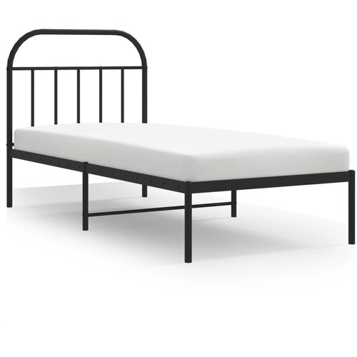 Maison Chic Kovinski Posteljni okvir - Enojna postelja - Postelja za odrasle z vzglavjem črn 90x190 cm, (21694671) Cene