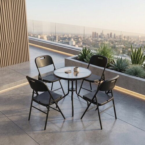 Alberg Urban Garden set &amp;ndash; 4 sklopive stolice i stakleni sto Lunaris Slike