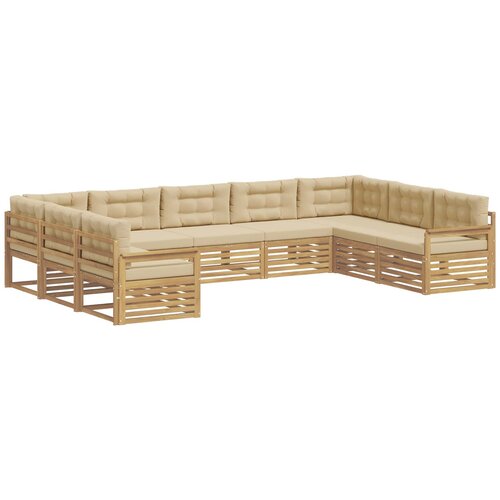 vidaXL Zunanja garnitura za sedenje z blazino 9 pcs Bela in bež, (5000282203) Cene