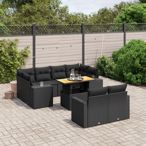 vidaXL 11-dijelni set vrtnih sofa od poliratana s jastucima crni Cijene