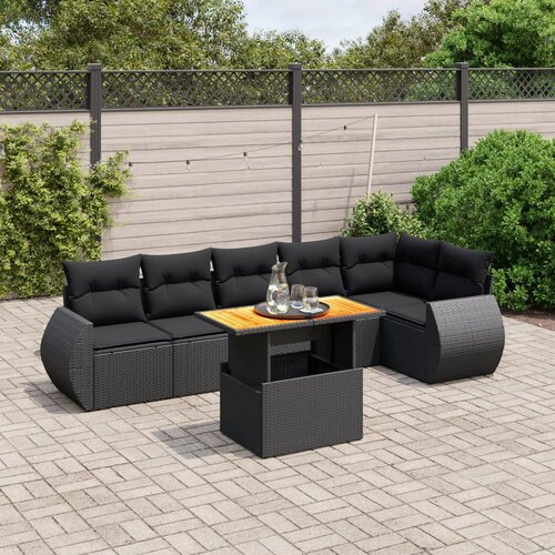 vidaXL 7-dijelni set vrtnih sofa od poliratana s jastucima crni Cijene