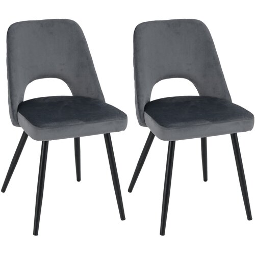 Costway Set oblazinjenih jedilnih stolov sive barve 2 kosa, (5000194707) Slike