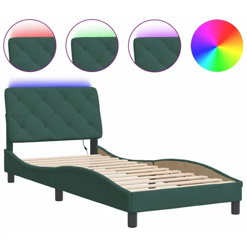vidaXL Okvir kreveta s LED svjetlima tamnozeleni 80x200 cm baršunasti