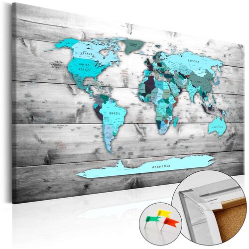  Slika na plutenoj podlozi - Blue Continents [Cork Map] 120x80 Slike