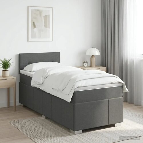  Boxspring krevet s madracem Tamnosiva 90 x 200 cm Tkanina - Tamnosiva 90 x 200 cm Pro&amp;scaron;iveno gumbima Slike
