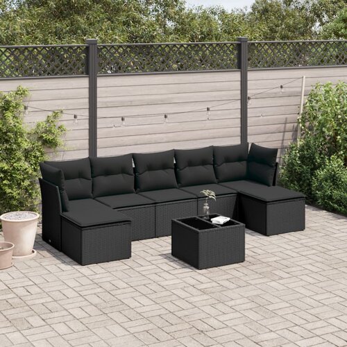 VidaXL 8-dijelni set vrtnih sofa od poliratana s jastucima crni Slike